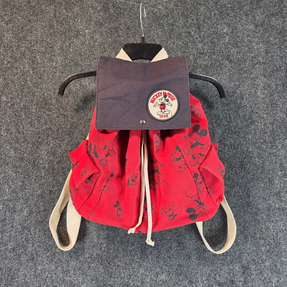 Disney x Junk Food Mickey Mouse Red Canvas Drawstring Backpack Rucksack Vintage